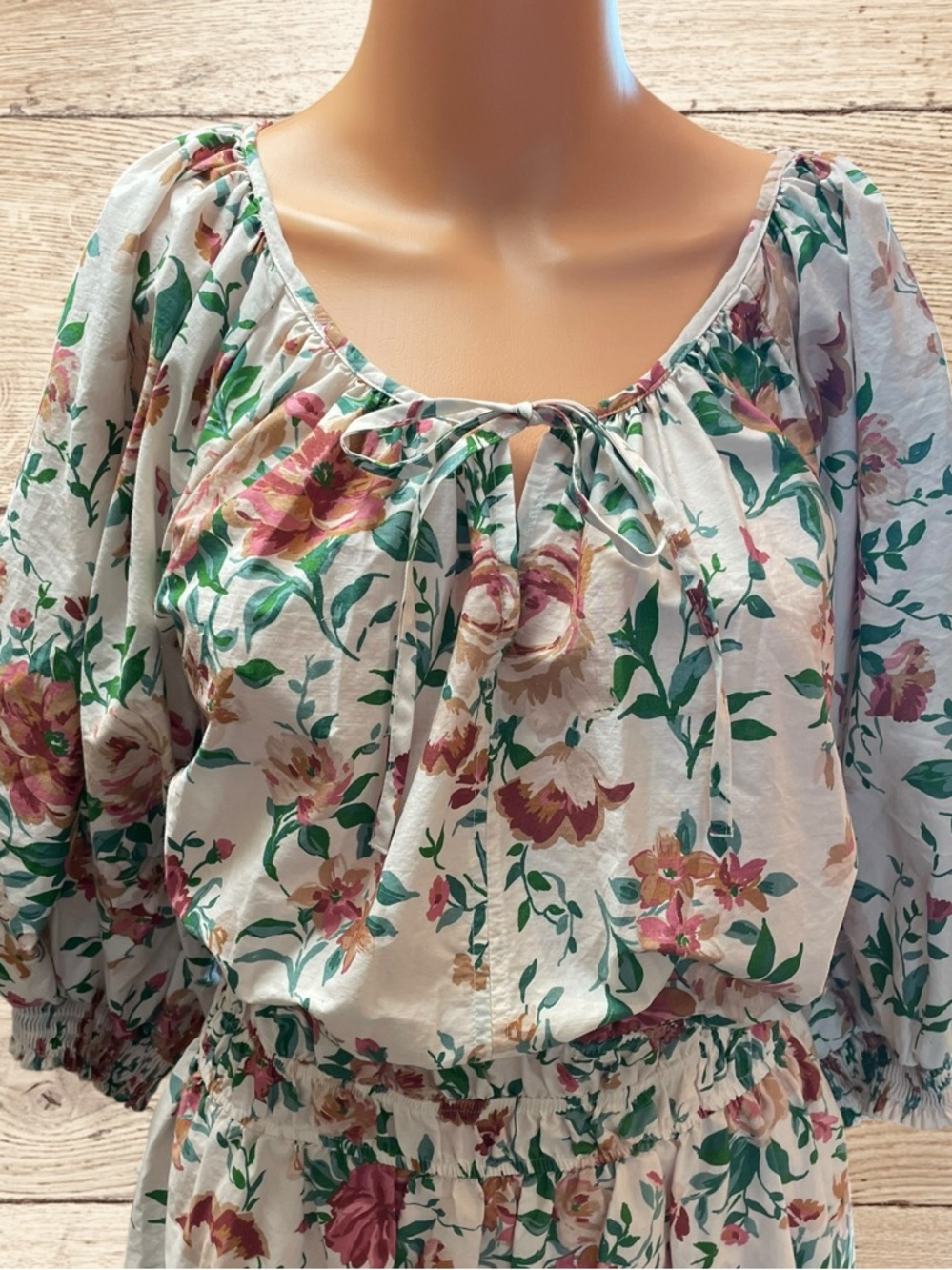 Anthropologie Floral Somerset Maxi Dress in Ivory and Pink 2X - Picture 8 of 11
